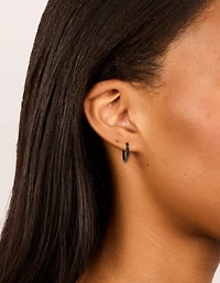 Waterproof Black Coated Metal Stainless Steel Clicker Earrings 14 MM