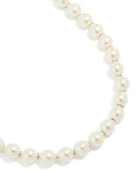 Silver Plated Pearl & Diamante Rondell Necklace