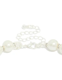 Silver Plated Pearl & Diamante Rondell Necklace