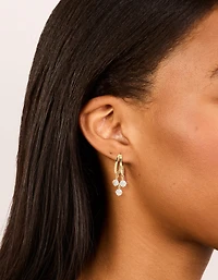 Boucles d’oreilles à cerceau double en zircone cubique plaquées or