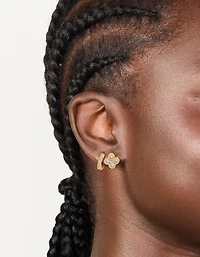 Gold Plated Cubic Zirconia Flower & Huggie Earrings 2-Pack
