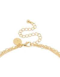 Gold Plated Cubic Zirconia Multi Shape Triple Layered Necklace