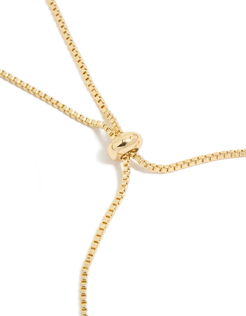 Gold Plated Cubic Zirconia & Plain Flowers Inlay Toggle Bracelet
