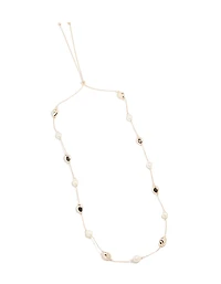 Rose Gold Plated Molten Beads  & Freshwater Pearls Adjustable Necklace