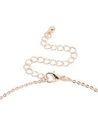Rose Gold Plated Cubic Zirconia Centre Pink Flower Charms Necklace