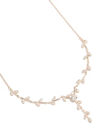 Rose Gold Plated Cubic Zirconia Dainty Vine Spaced Necklace