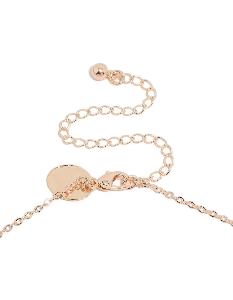 Rose Gold Plated Cubic Zirconia Dainty Vine Spaced Necklace