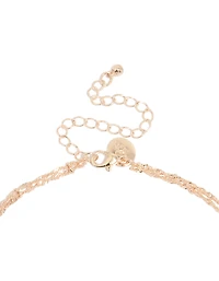Rose Gold Plated Cubic Zirconia Bezel Set Layered Chain Y-Necklace