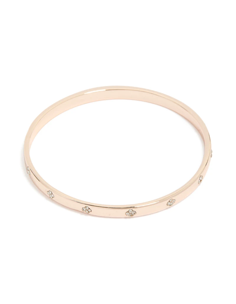 Rose Gold Plated Diamante Flowers Bangle
