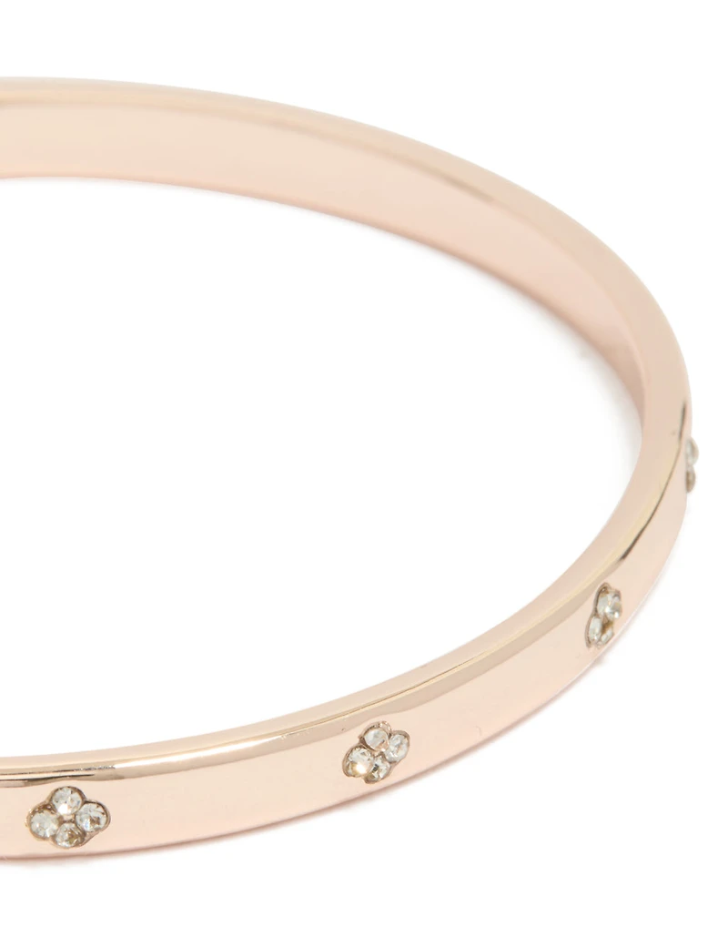 Rose Gold Plated Diamante Flowers Bangle