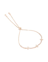 Rose Gold Plated Cubic Zirconia Flowers Toggle Bracelet