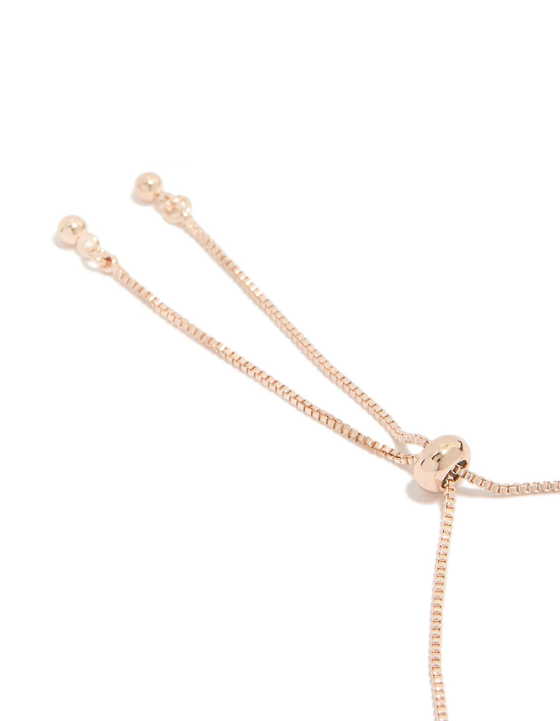 Rose Gold Plated Cubic Zirconia Flowers Toggle Bracelet