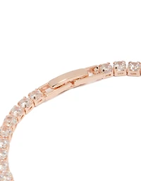 Rose Gold Plated Cubic Zirconia Mixed Charm Tennis Bracelet