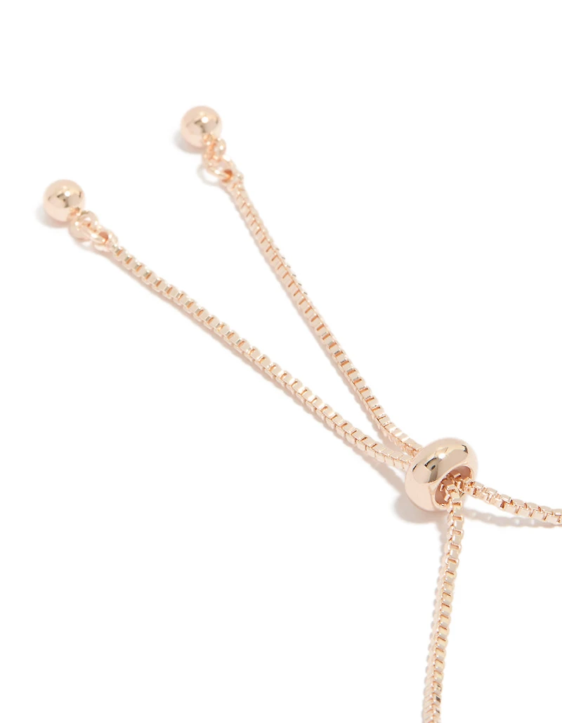 Rose Gold Plated Cubic Zirconia Flower Detail Toggle Bracelet