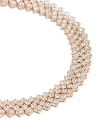 Rose Gold Plated Cubic Zirconia Round Diagonal Tennis Bracelet