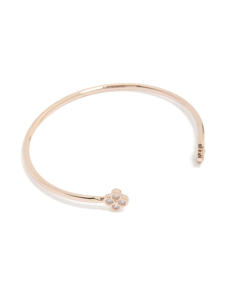 Rose Gold Plated Cubic Zirconia Flowers Wrist Cuff