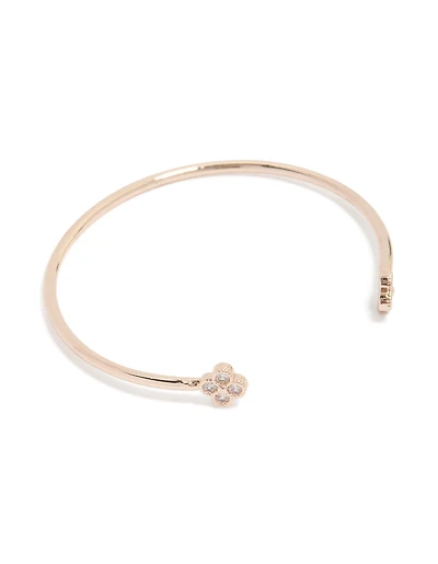 Rose Gold Plated Cubic Zirconia Flowers Wrist Cuff