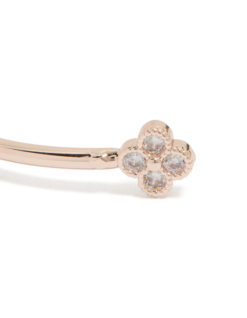 Rose Gold Plated Cubic Zirconia Flowers Wrist Cuff