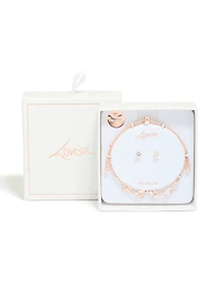 Rose Gold Plated Cubic Zirconia Vine Toggle Bracelet & Earrings Set