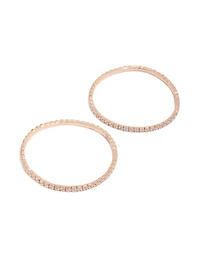 Rose Gold Plated Cubic Zirconia Stretch Tennis Bracelets 2-Pack