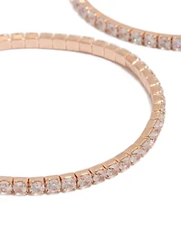 Rose Gold Plated Cubic Zirconia Stretch Tennis Bracelets 2-Pack