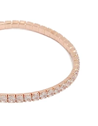 Rose Gold Plated Cubic Zirconia Stretch Tennis Bracelets 2-Pack