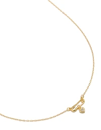 Gold Plated Sterling Silver Cubic Zirconia Safety Pin Necklace