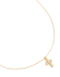 Gold Plated Sterling Silver Cubic Zirconia Bezel Cross Pendant Necklace