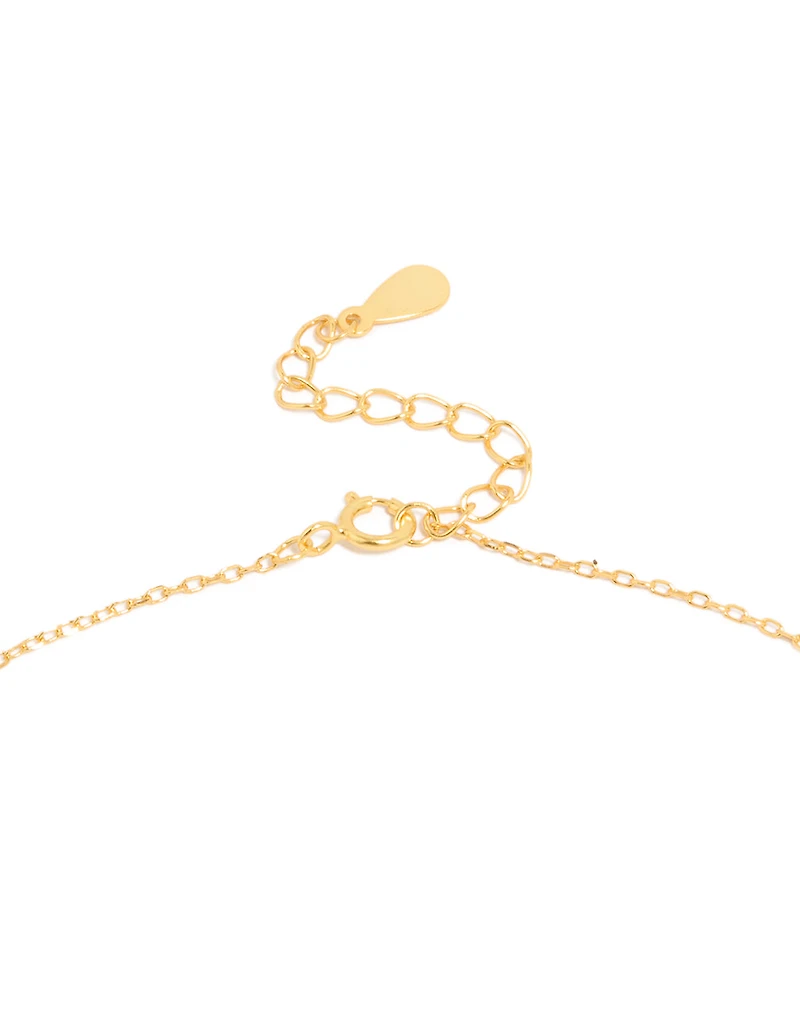 Gold Plated Sterling Silver Cubic Zirconia Bezel Cross Pendant Necklace
