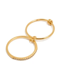 Gold Plated Sterling Silver Cubic Zirconia Double Link Ring