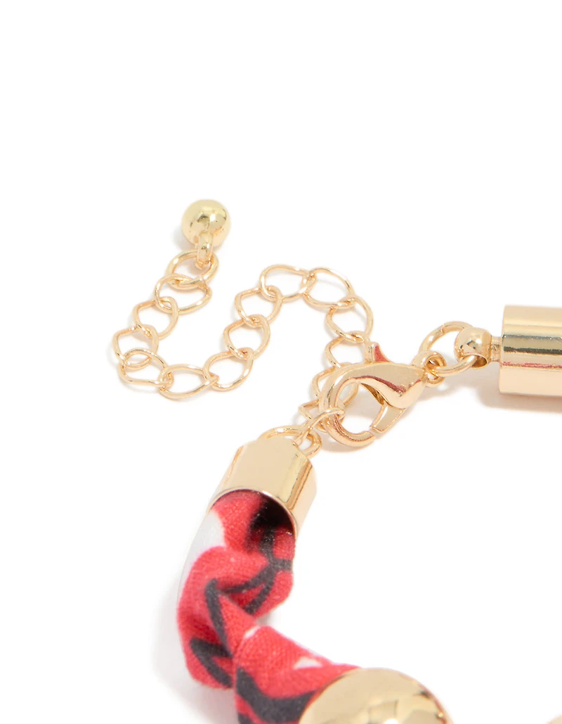 Gold Red Wrapped & Red Stones Bracelet