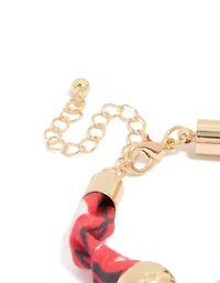 Gold Red Wrapped & Red Stones Bracelet