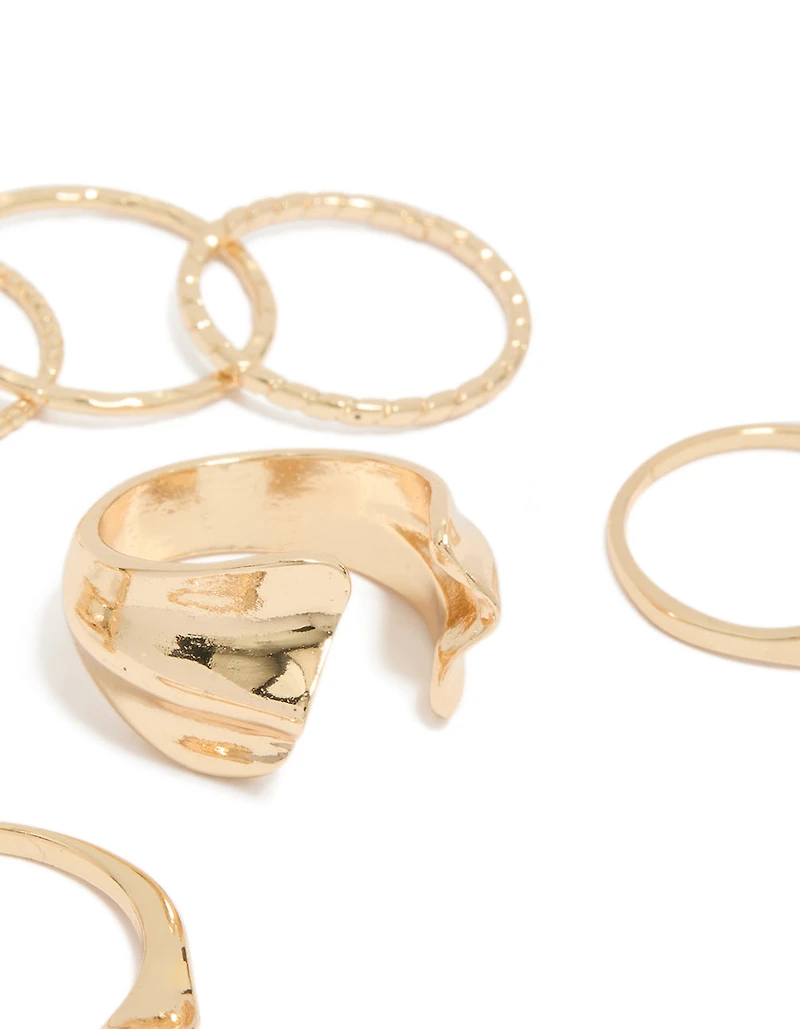 Bagues organiques Gold Dainty Pack de 7