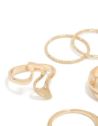 Gold Dainty Organic Rings 7-Pack