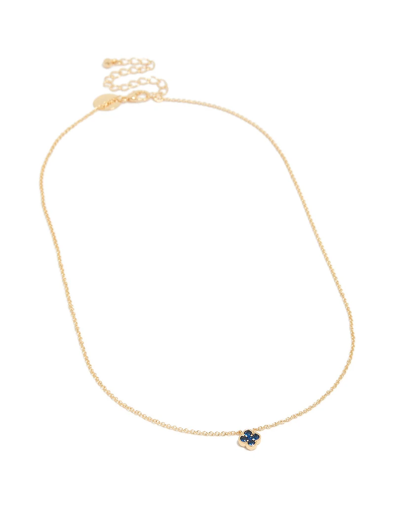 Gold Plated Sapphire September Flower Necklace