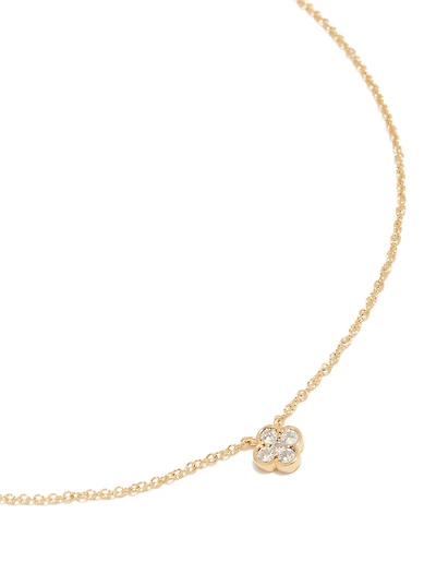 Gold Plated Cubic Zirconia April Flower Necklace
