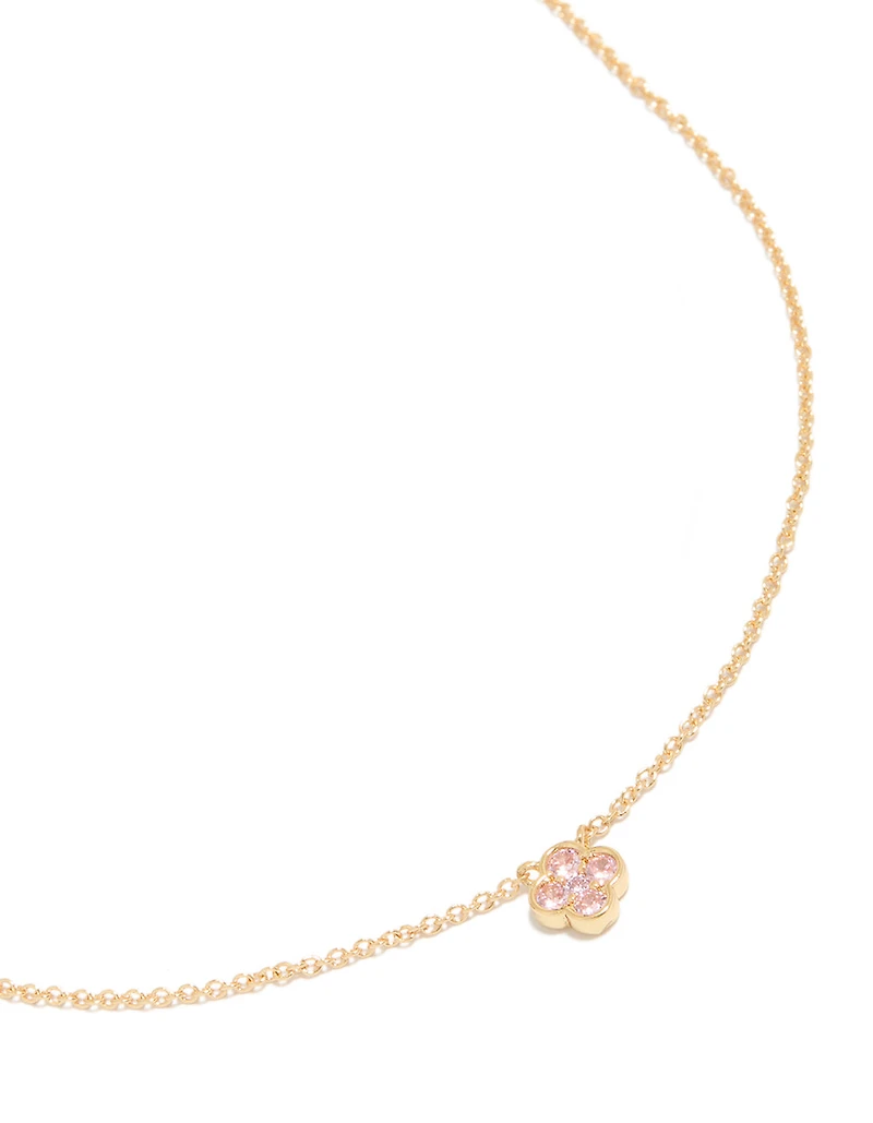 Gold Plated Rose October Flower Necklace