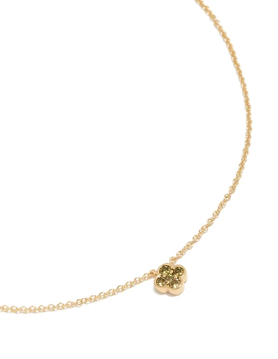 Gold Plated Peridot August Flower Necklace