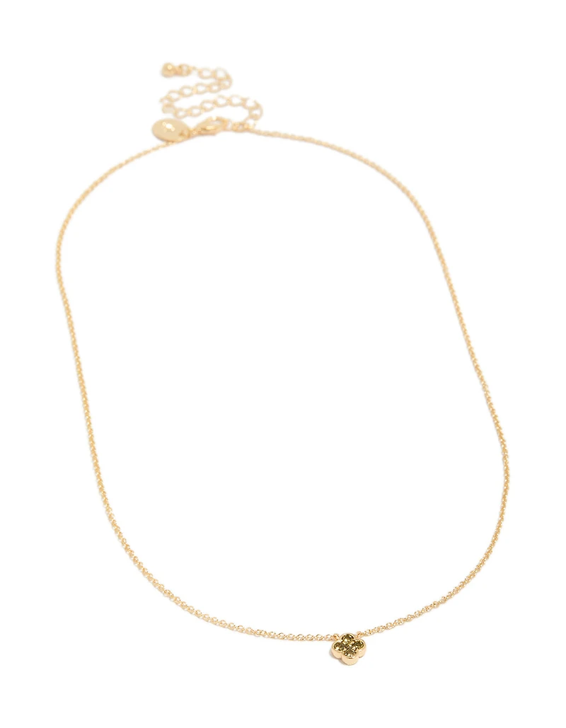 Gold Plated Peridot August Flower Necklace