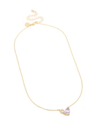 Gold Plated June Lilac Cubic Zirconia  Necklace