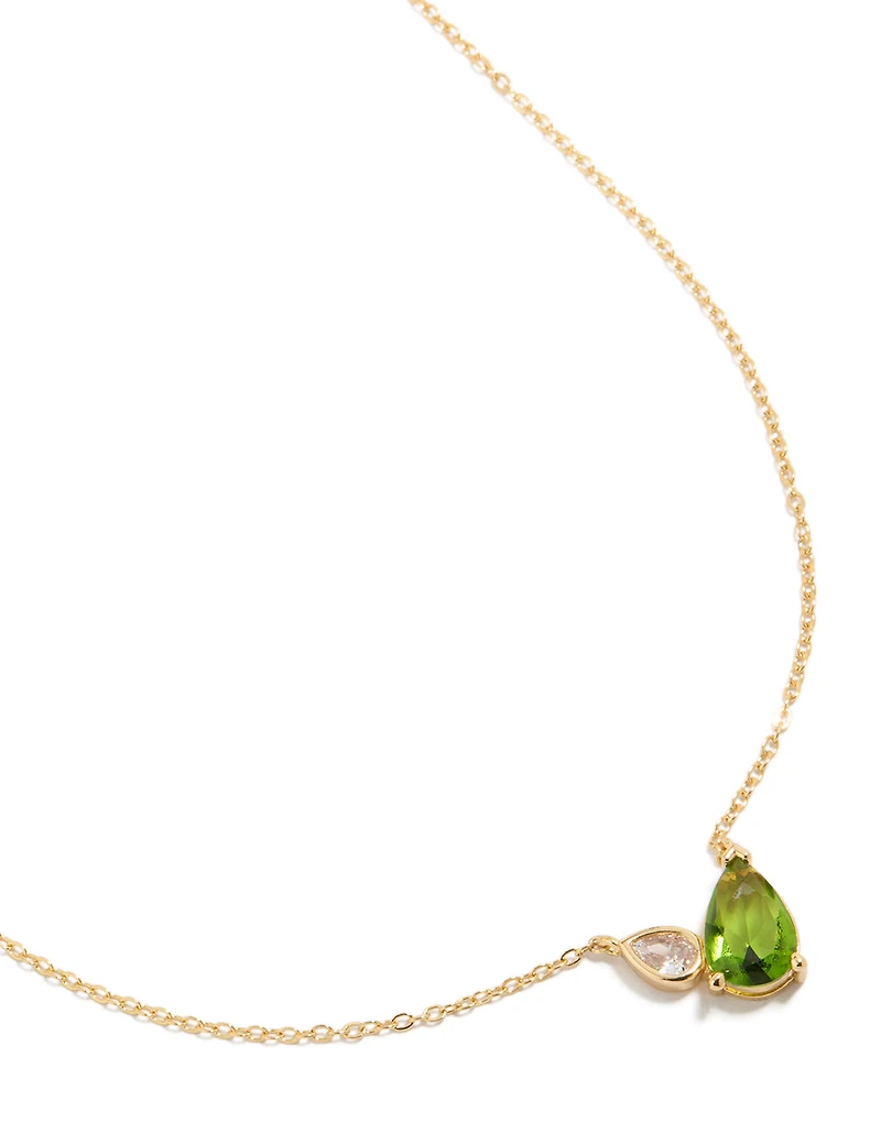 Gold Plated August Green Cubic Zirconia Necklace