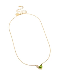 Gold Plated August Green Cubic Zirconia Necklace