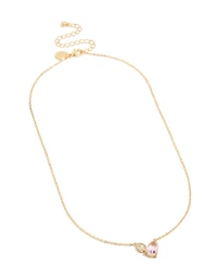 Gold Plated October Pink Cubic Zirconia Necklace