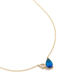 Gold Plated September Blue Cubic Zirconia Necklace
