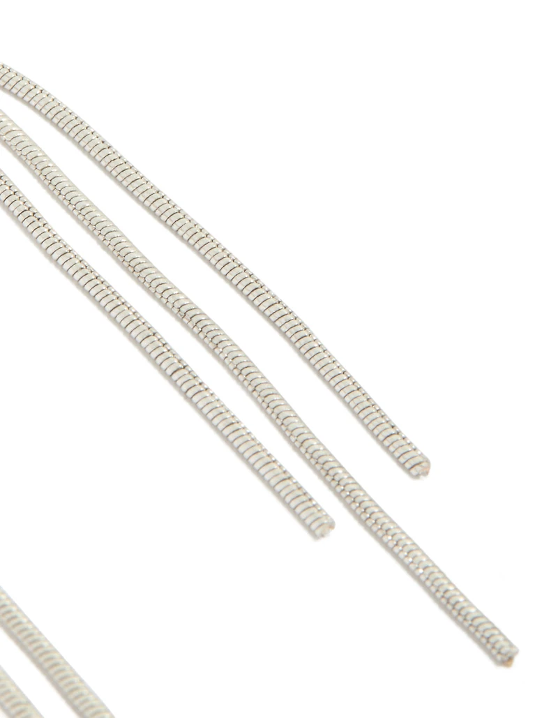 Silver Dainty Chain Moon Drop Earrings