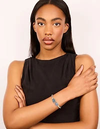 Silver Double  Blue Stone Bangle