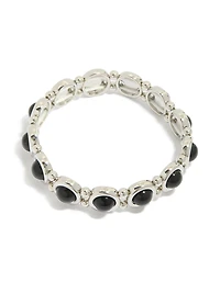 Silver Black Stones Stretch Bracelet