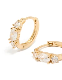 Gold Cubic Zirconia Dainty Huggie Earrings