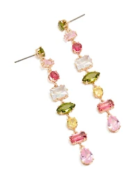Boucles d'oreilles pendantes en or et zircon cubique, pierres aux couleurs dépareillées.