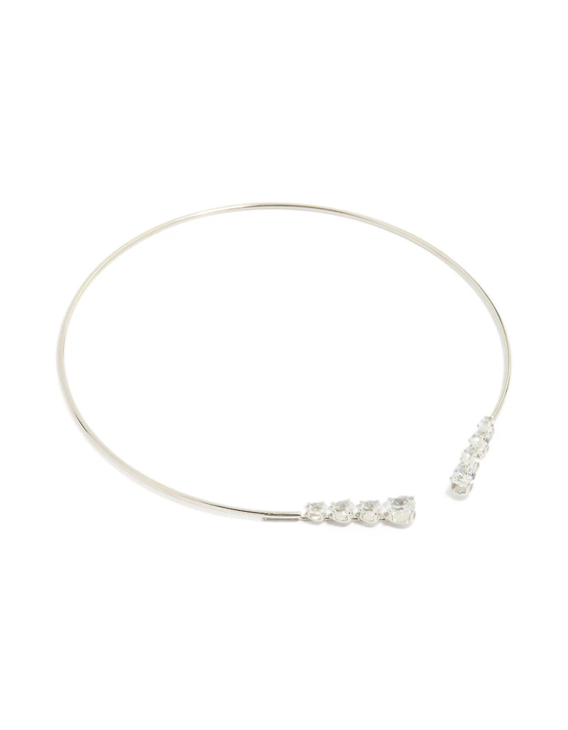 Collier Torque ouvert en argent et zircon cubique